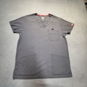 Dickies Scrubs Shirt Womens S Gray Short Sleeve Nursing Medical